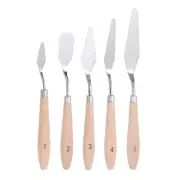 2 Sets Wood Handle Stainless Steel Pallet Knife Palette Knife for Painting