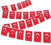30 PCS Turkey Flag, 33 FT Turkish National Bunting,DecorGarden With Brass Gromment