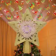 Tree Topper, 3D Projection Christmas Star Tree Topper, 9’’ Gold Christmas Tree