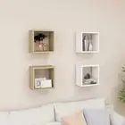 4-Piece Cube Floating Shelves Set DIY Wall Mount Display Book Shelf Oak White