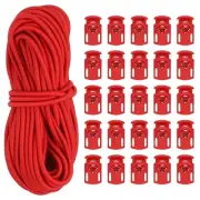 10 Yard Elastic Bungee Cord & Single Hole Cord Lock, 25 Pack Plastic Oval Spr...