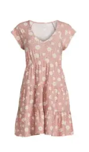 No Boundaries Juniors Coral Floral Peasant Babydoll Dress Size XS (1)