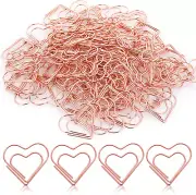 100 PCS Cute Paper Clips Rose Gold Heart Paper Clips Funny Mini Paper Clips for