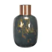 D10x17.5" Glass Vase Blue Copper Indoor Outdoor Home Decor Tabletop Decoration
