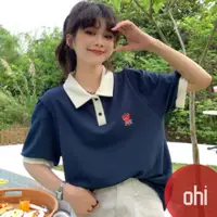 在飛比找蝦皮商城優惠-【ohi】S-XL 女夏季韓系Polo衫設計感顯瘦短款正肩上