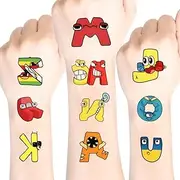 6 sheet Alphabet Lore Temporary Tattoos for Kids, Birthday Party Supplies Games Fake Tattoos stickers Party Favors for Kids boy Girls Birthday Decorations Party Game Rewards Stickers