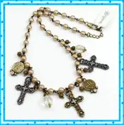 Brighton Isabella Rosary Cross Silver Necklace NWT $118