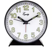 Analog Display 4 Inch Battery Operated Black Alarm Clock Snooze Loud Desk Glow