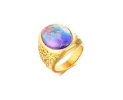 Created Oval Gemstone Setting Gold Statement Ring