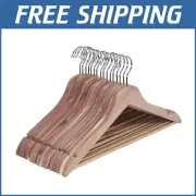 Elegant Red Cedar Cloth Hangers Set of 16 - Swivel Hook, Slim Tips for Storage