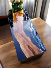 48"x30" Epoxy Resin Wave Dining Table Modern Console Bar Desk Hallway & Cafe Dec