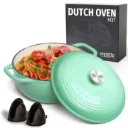 Segretto Cookware Enameled Cast Iron Dutch Oven with Handle, 6 Quarts, Verde ...