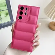 HYCBHY Soft Down Jacket Case for Samsung Galaxy S23 S24 Ultra S22 S21 FE S20 A50 A51 A52 A53 A54 A55 A32 Note 20 Ultra Candy Color Case,hot Pink, for Samsung Galaxy Note 20 Ultra