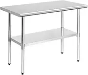 Simplus 1200x600mm Kitchen Workbench 430 Stainless Steel Kitchen Bench Commercial Kitchen Food Prep Table Heavy Duty Kitchen Work Table for Restaurant, Home and Hotel, Silver (KB-RO-43-0612)