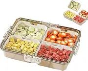 Snack Box with Lid: 4 Compartment Snack Tray - Snap-Lock Plastic Snackle Box - Ideal for Home | Travel & Work