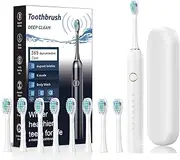 Sonic Electric Toothbrush with 8 Brush Heads for Adults 180 Days on a Single Charge, 6 Modes, 42000 high-Frequency Vibration,2 Minutes Built-in Smart Timer (White, Includes Storage case)