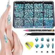 Rhinestones Set for Nails | Flat Rhinestones Mix,Nail Decorations with Tweezers Drill Pen, Shiny Stones Jewelry Charm for Daily Party Dating
