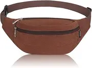 [Ridirun] Bum Bag Men and Women, Stylish Belt Bag for Maximum Storage Space, 3 Compartments Each with Zip Suitable for All Activities, Brown, Fashion