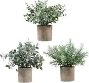 3 Pack Artificial Potted Plants, Small Plant Potted Green Decorative Plant with Pot for Home, Office, Desk, Shelf Decoration /503