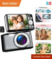 58MP 4K Digital Camera, Autofocus Vlogging Compact, 16X Zoom, SD Card Anti-Shake
