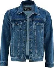 Vance Men's Heavy Duty Trucker Denim Button Front Motorcycle Jacket
