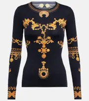 [Marine Serre] Marine Serre Printed jersey top AU 10 multicoloured