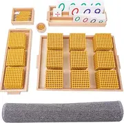 Montessori Golden Beads with Soft Carpet,Montessori Math,Decimal System Bank Game,Good Choice for Learning Math