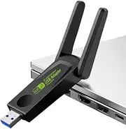 Double Band WiFi, Wireless Network Card, 1300mbps WiFi Adapter, Compact and Portable Design, Plug and Play Setup, Black, for High Speed Internet Access