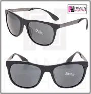 PRADA SPR 04S Square Gunmetal Matte Black Silver Mirrored Sunglasses PR04SSF Men