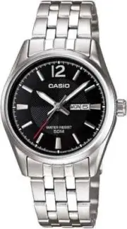 Casio LTP1335D-1AV Women's Standard Stainless Steel Day Date Black Dial Watch