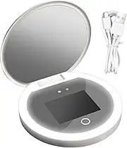 UV Mirror for Sunscreen Test - Skin Protection Mirror,Portable Smart Two-Sided UV Camera 2X Magnifying with Dimmable LED Lights for Home Car Bathroom Vanity