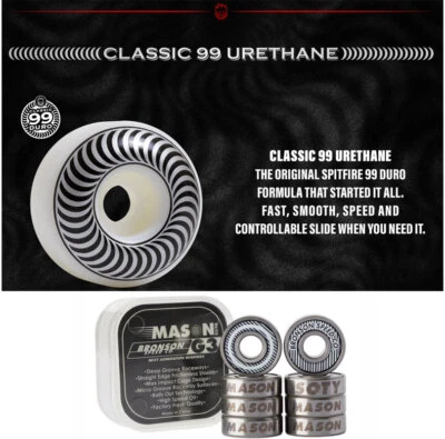 Spitfire Skateboard Wheels Classics with Bronson Pro G3 Bearings - Choose Size