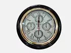 World Time Wooden Brass Antique Design Wall Clock for Home Decor