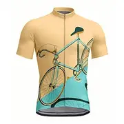 Men's Cycling Jersey Short Sleeve Bike Jersey Top with 3 Rear Pockets UV Resistant Quick Dry Front Zipper Reflective Strips Yellow Sports Clothing Apparel