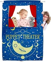Newwiee Doorway Puppet Theater Foldable Puppet Show Theater for Kids with Adjustable Rod Fits in Most Doorways