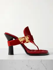 [Burberry] Burberry - Embellished Patent-leather Sandals - Red - IT38 IT 38 Red