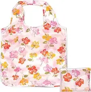 [Kate Spade New York] Reusable Produce Bags, Shopping Tote with Zipper Storage Pouch, Lightweight Foldable Grocery Bag, Spring Pansies, Spring Pansies