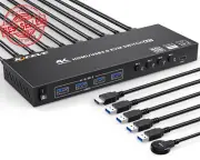 USB 3.0 KVM Switch HDMI 4 Port Support 4K@60Hz 2K@120Hz Simulation EDID,Camge