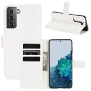 For Samsung Galaxy S21+ Plus Case Lychee Folio PU Leather Wallet Cover, White