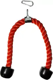 Máquina de ejercicios con sistema de poleas y accesorio para tríceps, cuerda par