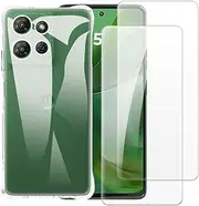 2 Pack Tempered Glass + TPU Phone Case Combo Compatible with Motorola Moto G Power 5G 2025, Shockproof Protective Cover and Screen Protector Set (Clear)