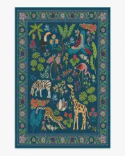 185' x 275' | Machine Washable Runner Rug | Kid & Pet Friendly | Indoor Rug | Iris Apfel Jingle Jungle Royal Blue Tufted Rug | Ruggable