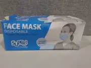 50 Disposable Face Masks, 3 Layers/Blue