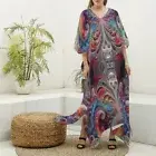 Psychedelic Hippie Kaftan Dress Festival Caftan Goddess New Age Fractal Rave