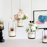 Nordic Vase Hanging Basket Wrought Iron Flower Pot Hanging Iron Frame Flower Stand Hydroponic Flower Pot Modern Wall Dec