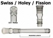 2-7.5" ( 18mm ) 19mm Male • 19mm Female Glass Downstem Pearl Swiss Fission Holey