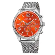 Men's August Steiner AS8196OR Two Time Zone Date Tachymeter Mesh Bracelet Watch