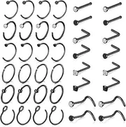[MODRSA] 18G 20G 22G 8pcs Surgical Steel Nose Rings Studs 2mm Colorful Round CZ L Shaped Nose Piercing Jewelry