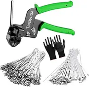 StainlessSteel Cable Tie Gun Set with 200PCS Ties - Special Tool For Fastening And Cutting Metal Cable Ties- Ideal for Chain Link Fence, Dog Fence,Outdoor Fencing, Exhaust Pipe