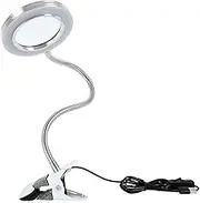 Magnifying Glass with Light 8X Lighting LED Magnifying Lamp with Clamp 360° Flexible Gooseneck, LED Desk Lamp with Metal Clamp USB Plug Design Reading Lights for Tattoo, Manicure, Crafts